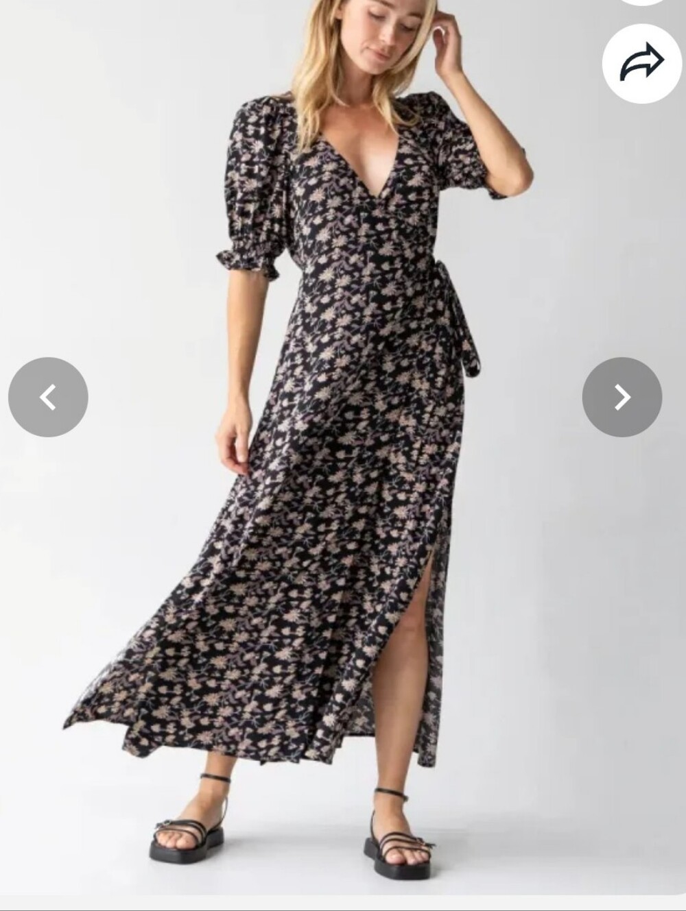 NATURAL LIFE Black Floral Sophia Wrap Maxi Dress
